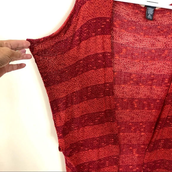 *3/$15 Open Front Short Sleeve Orange Purple Sweater XL - Picture 3 of 8